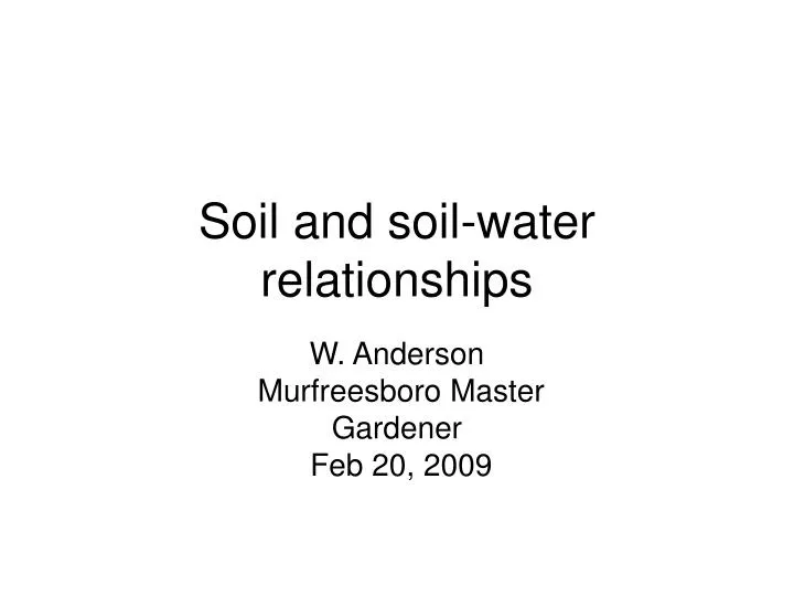 soil and soil water relationships