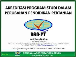 akreditasi program studi dalam perubahan pendidikan pertanian