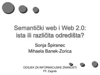semanti ki web i web 2 0 ista ili razli ita odredi ta