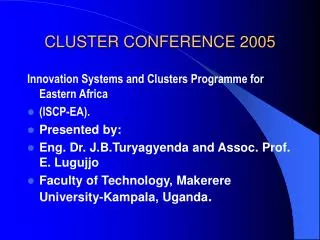 CLUSTER CONFERENCE 2005