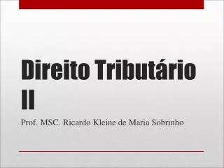 direito tribut rio ii