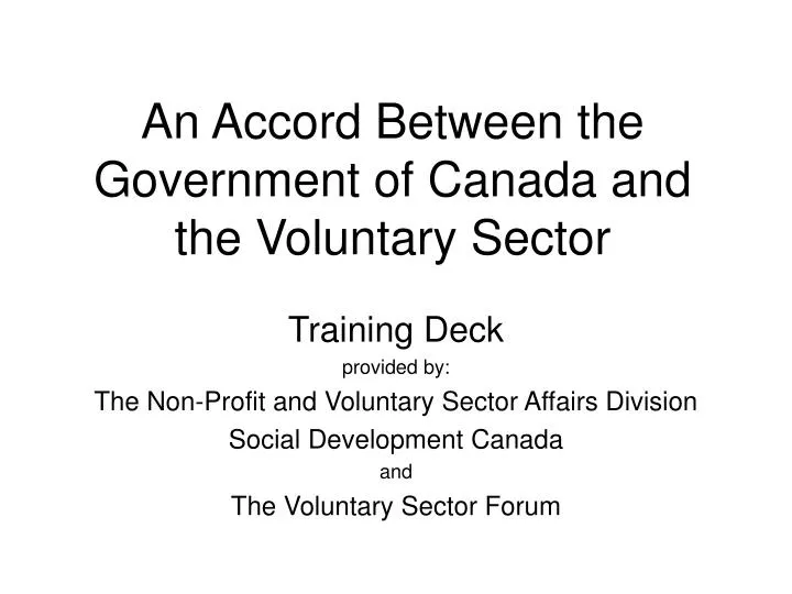an accord between the government of canada and the voluntary sector