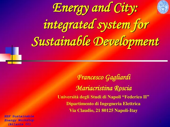 energy and city integrated system for sustainable development