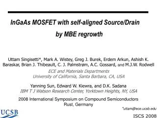 InGaAs MOSFET with self-aligned Source/Drain by MBE regrowth