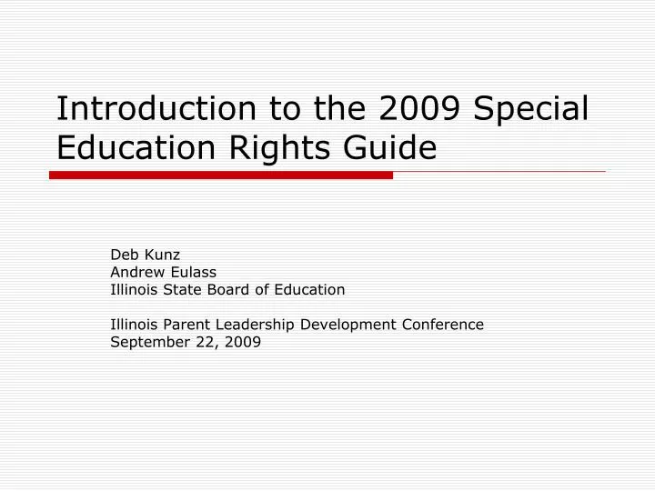 introduction to the 2009 special education rights guide