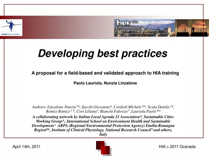 a proposal for a field based and validated approach to hia training paolo lauriola nunzia linzalone