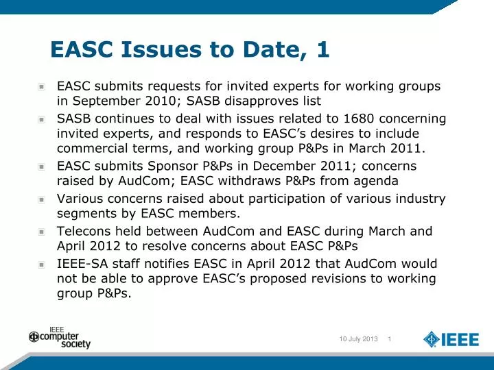 easc issues to date 1