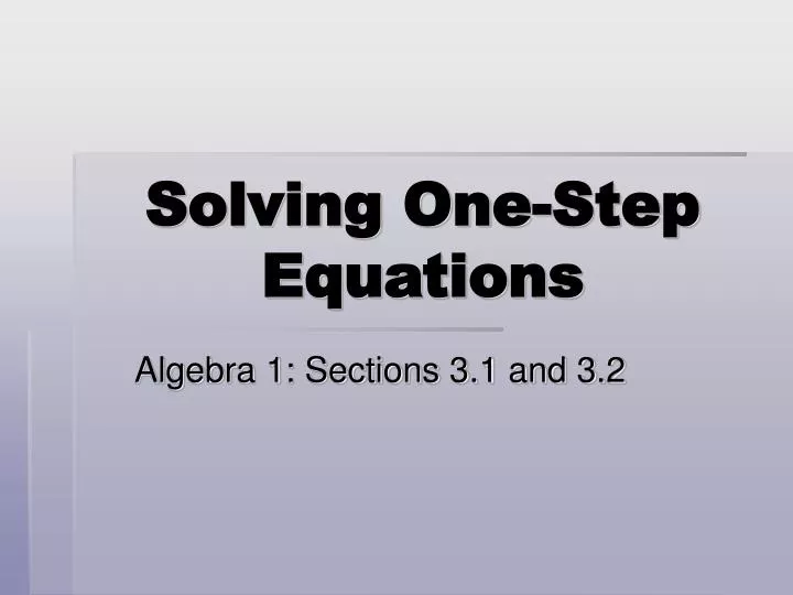 solving one step equations