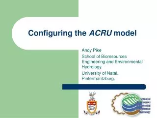 Configuring the ACRU model