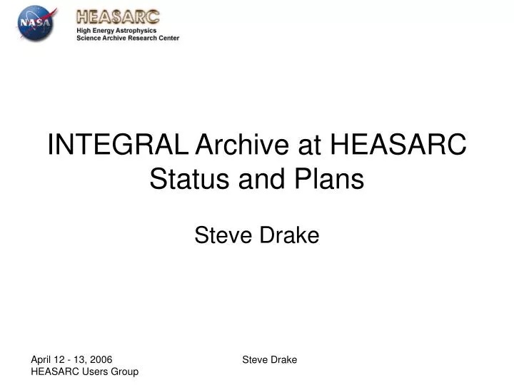 integral archive at heasarc status and plans