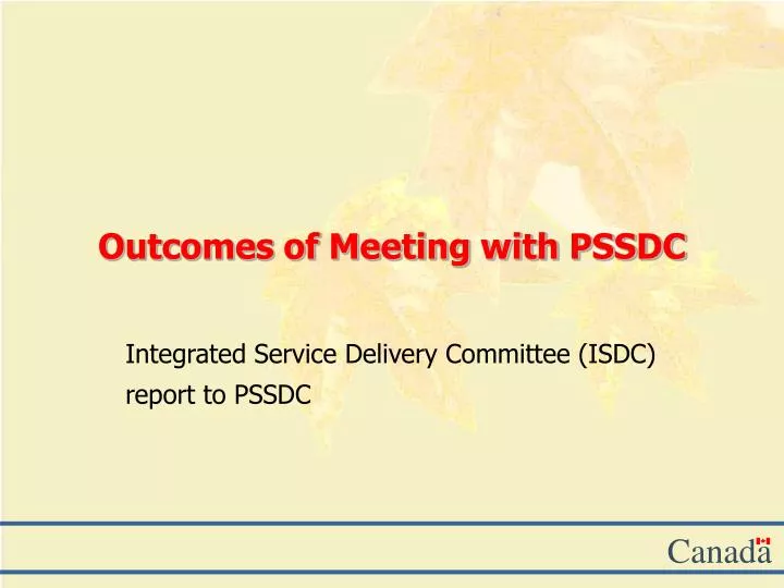 outcomes of meeting with pssdc