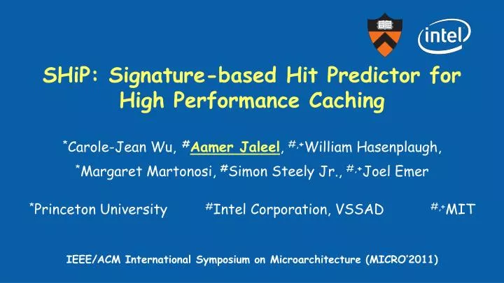ship signature based hit predictor for high performance caching