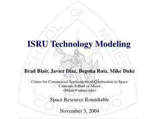 ISRU Technology Modeling
