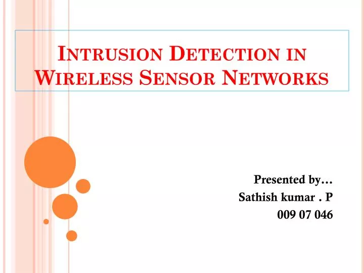 intrusion detection in wireless sensor networks
