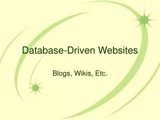 Database-Driven Websites