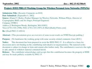 Project: IEEE P802.15 Working Group for Wireless Personal Area Networks (WPANs)