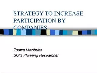 STRATEGY TO INCREASE PARTICIPATION BY COMPANIES
