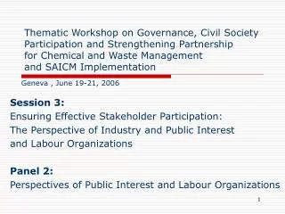 Session 3: Ensuring Effective Stakeholder Participation: