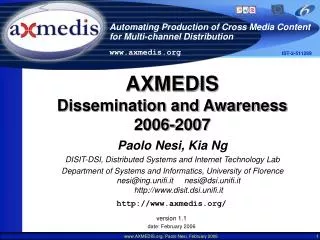 AXMEDIS Dissemination and Awareness 2006-2007