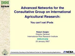 Advanced Networks for the Consultative Group on International Agricultural Research: