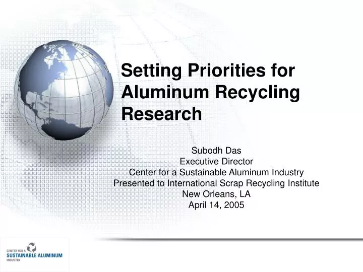 setting priorities for aluminum recycling research