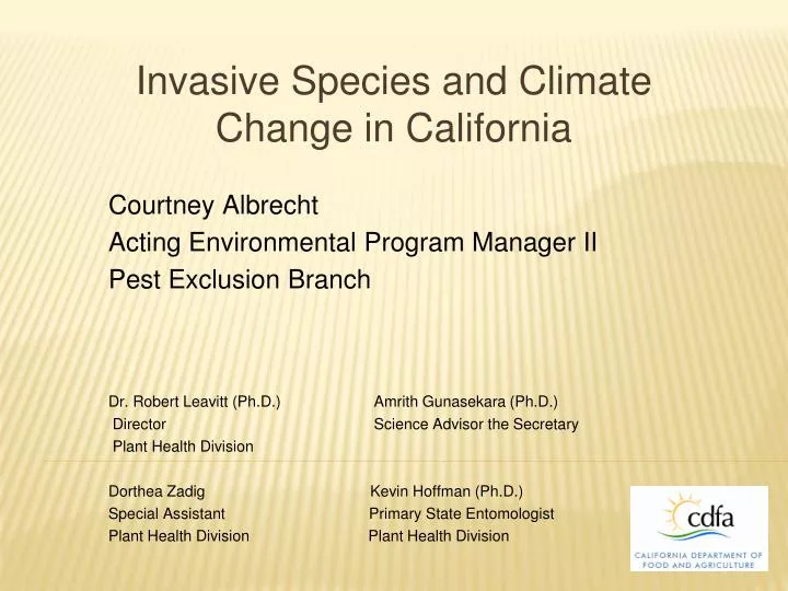invasive species and climate change in california