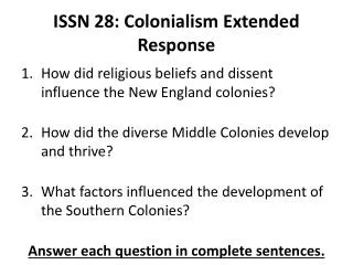 ISSN 28: Colonialism Extended Response