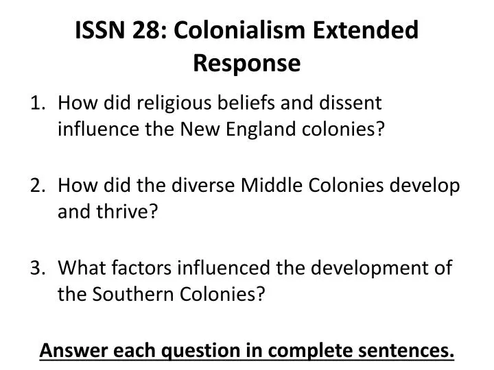 issn 28 colonialism extended response