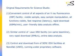 Original Requirements for Science Studio :