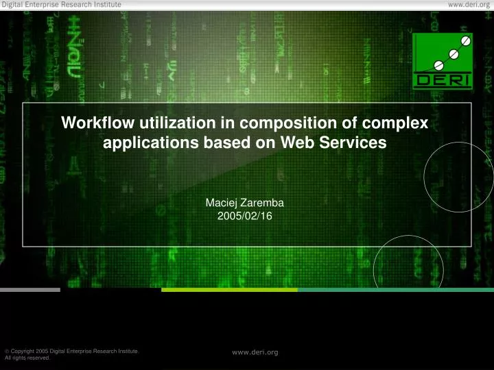 workflow utilization in composition of complex applications based on web services