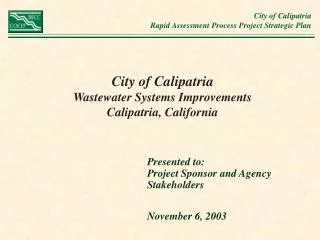 City of Calipatria Wastewater Systems Improvements Calipatria, California