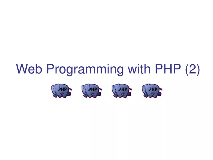 web programming with php 2