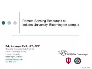 Remote Sensing Resources at Indiana University, Bloomington campus