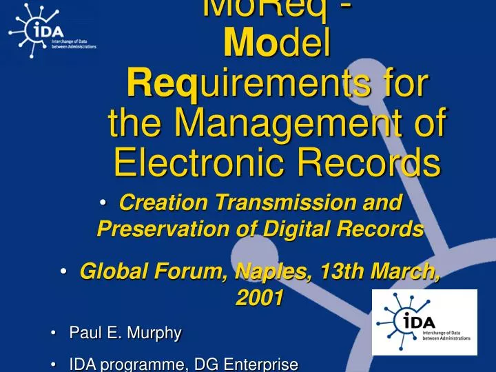 moreq mo del req uirements for the management of electronic records