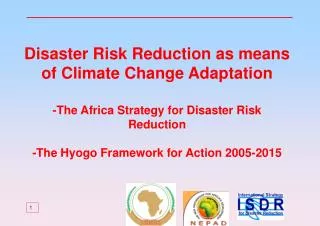 Disaster Risk Reduction as means of Climate Change Adaptation