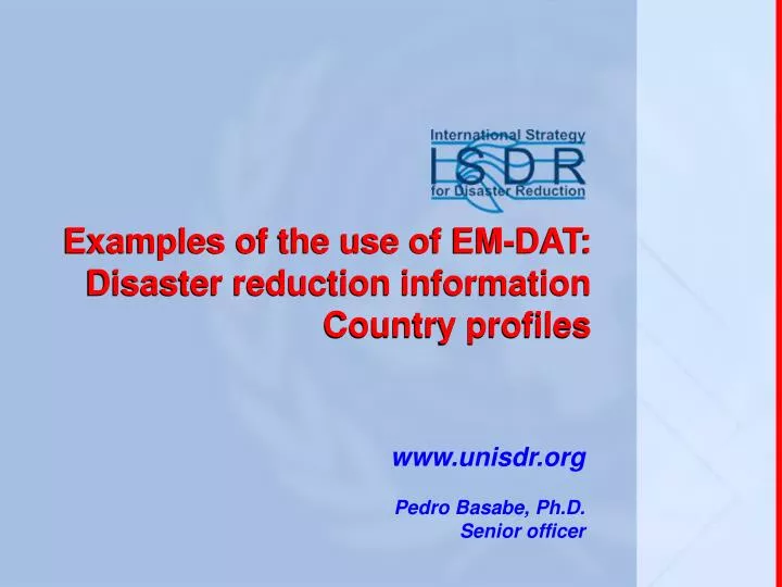 examples of the use of em dat disaster reduction information country profiles