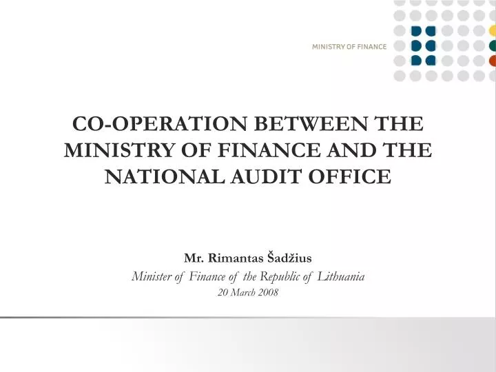 co operation between the ministry of finance and the national audit office