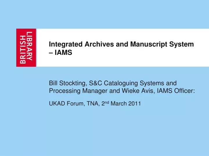 integrated archives and manuscript system iams