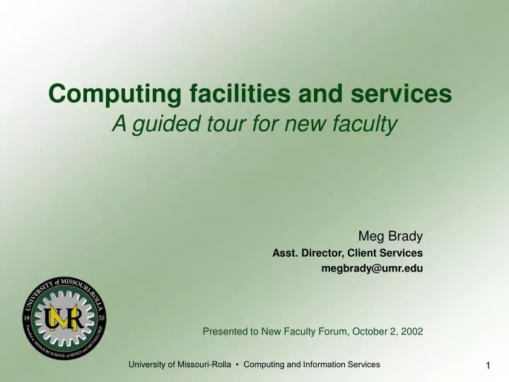 computing facilities and services a guided tour for new faculty