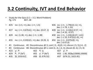 3.2 Continuity, IVT and End Behavior