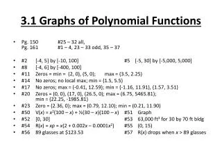 3.1 Graphs of Polynomial Functions