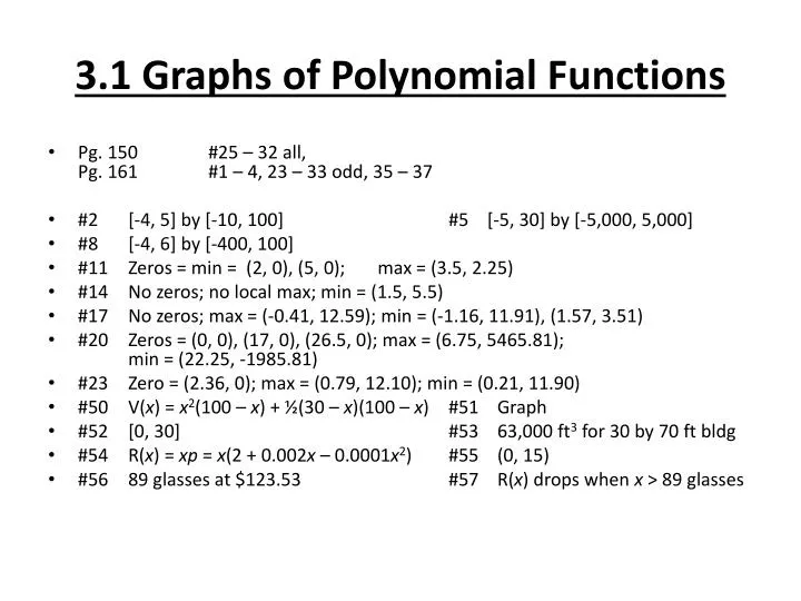3 1 graphs of polynomial functions