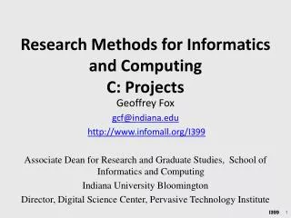 Research Methods for Informatics and Computing C: Projects
