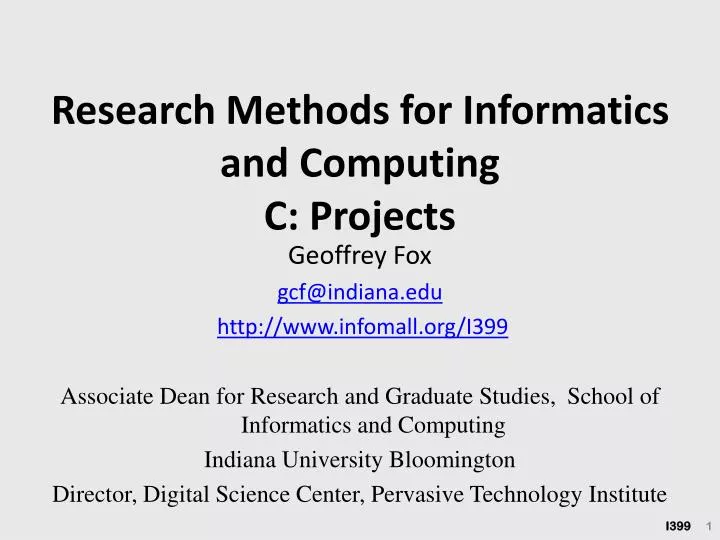 research methods for informatics and computing c projects