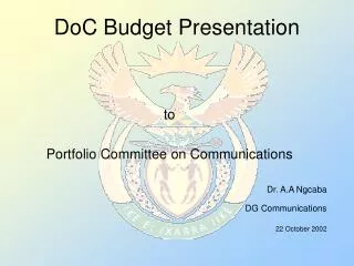 DoC Budget Presentation