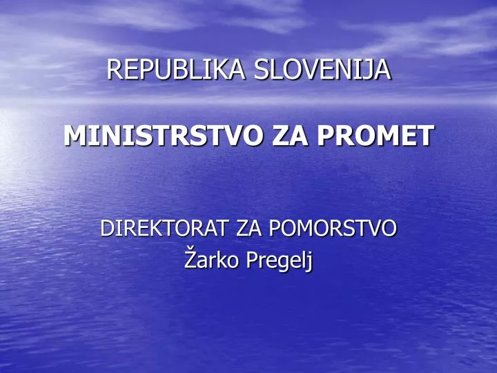 republika slovenija ministrstvo za promet