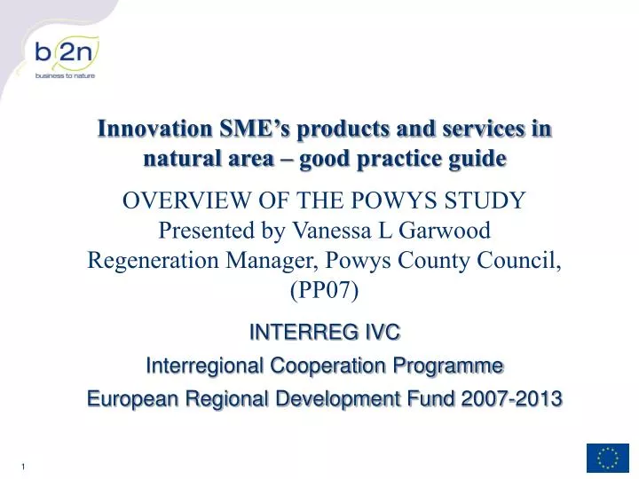 interreg ivc interregional cooperation programme european regional development fund 2007 2013