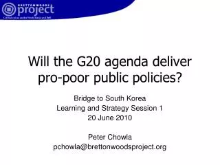 Will the G20 agenda deliver pro-poor public policies?