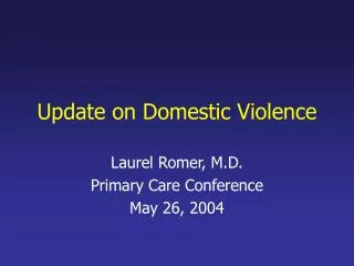 Update on Domestic Violence