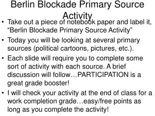 Berlin Blockade Primary Source Activity